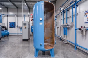Serbatoio d'aria compressa corroso all'interno