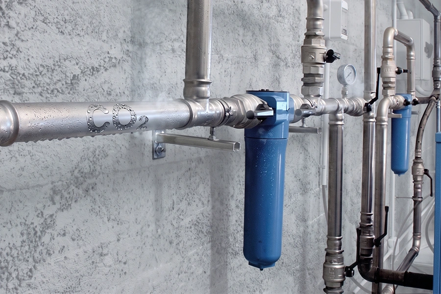 Immagine che evoca l'impatto ambientale CO2 dell'impianto compressione