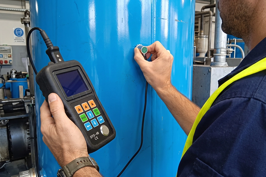 verifica dello spessore d'acciaio del compressore